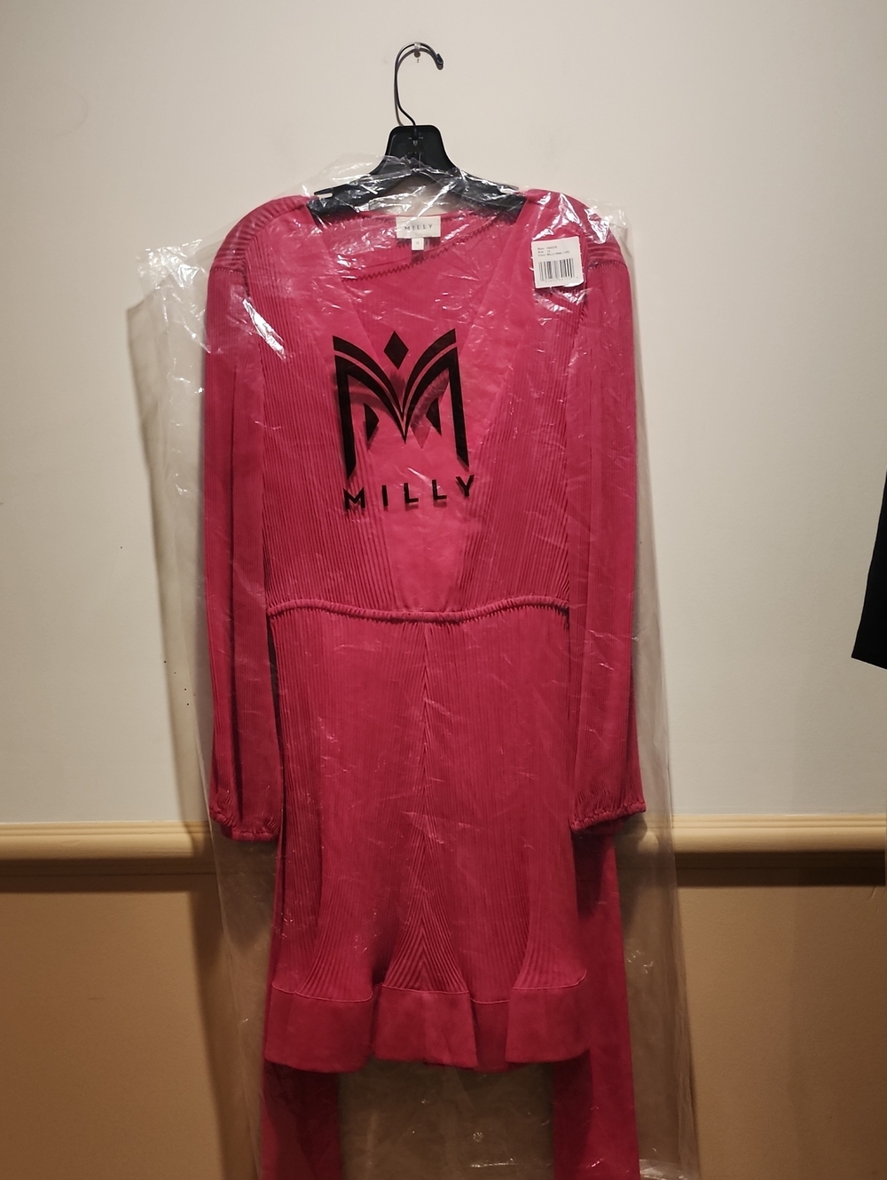 Milly Hot Pink Liv Pleated Dress